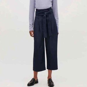 COS - Paperbag fall Leg Trousers Navy High Rise Pant